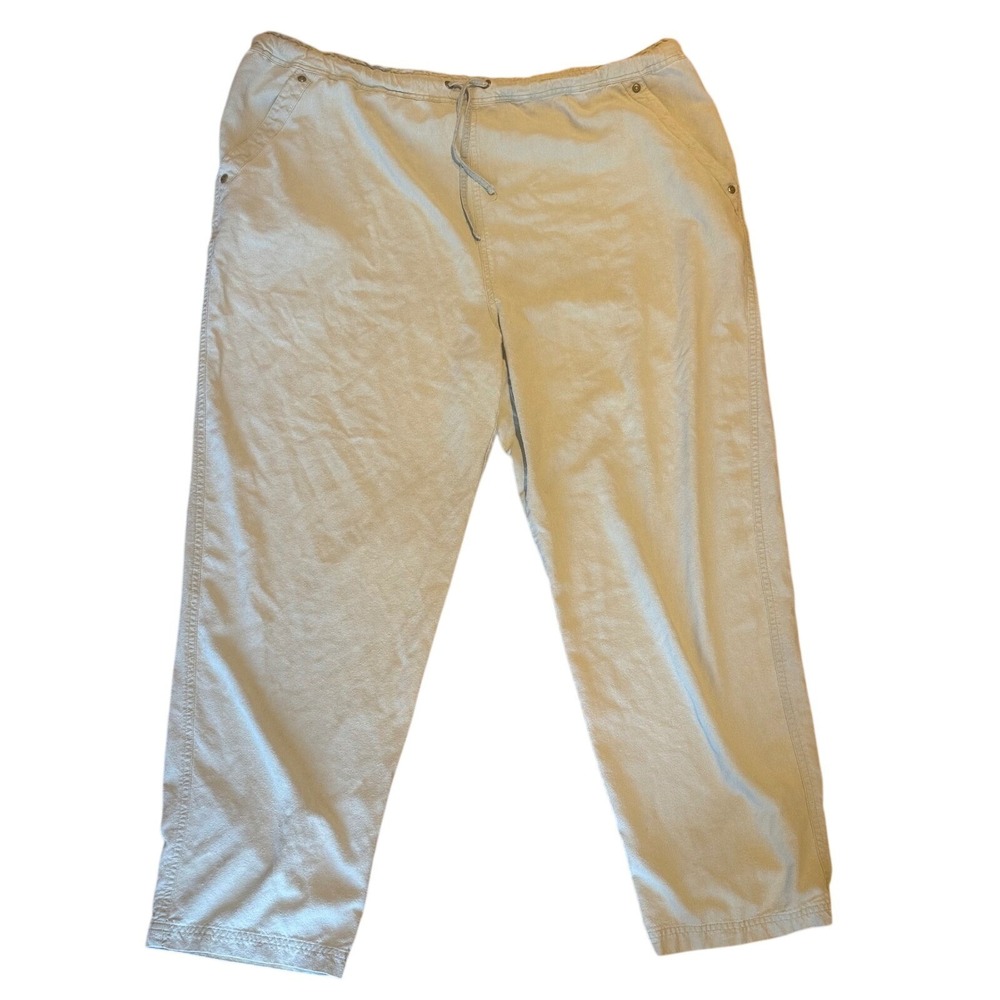 Women's J. Jill Silk Wide Leg Pants Khaki Tan XL 100% Silk Lined Casual Relaxed